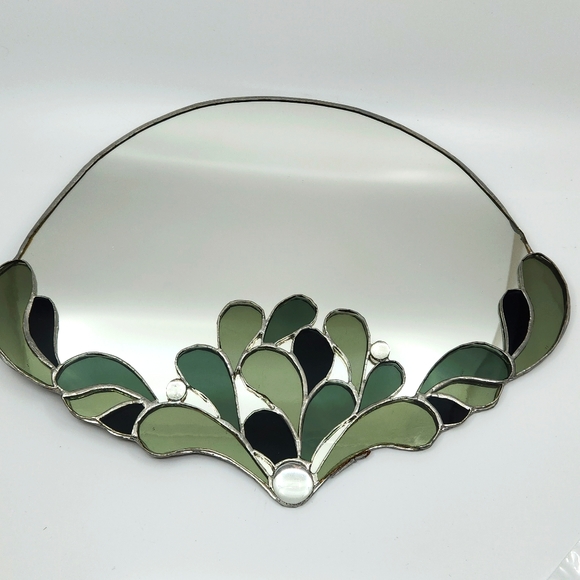 Vintage Other - VINTAGE Art Nouveau Style Stained Glass Mirror